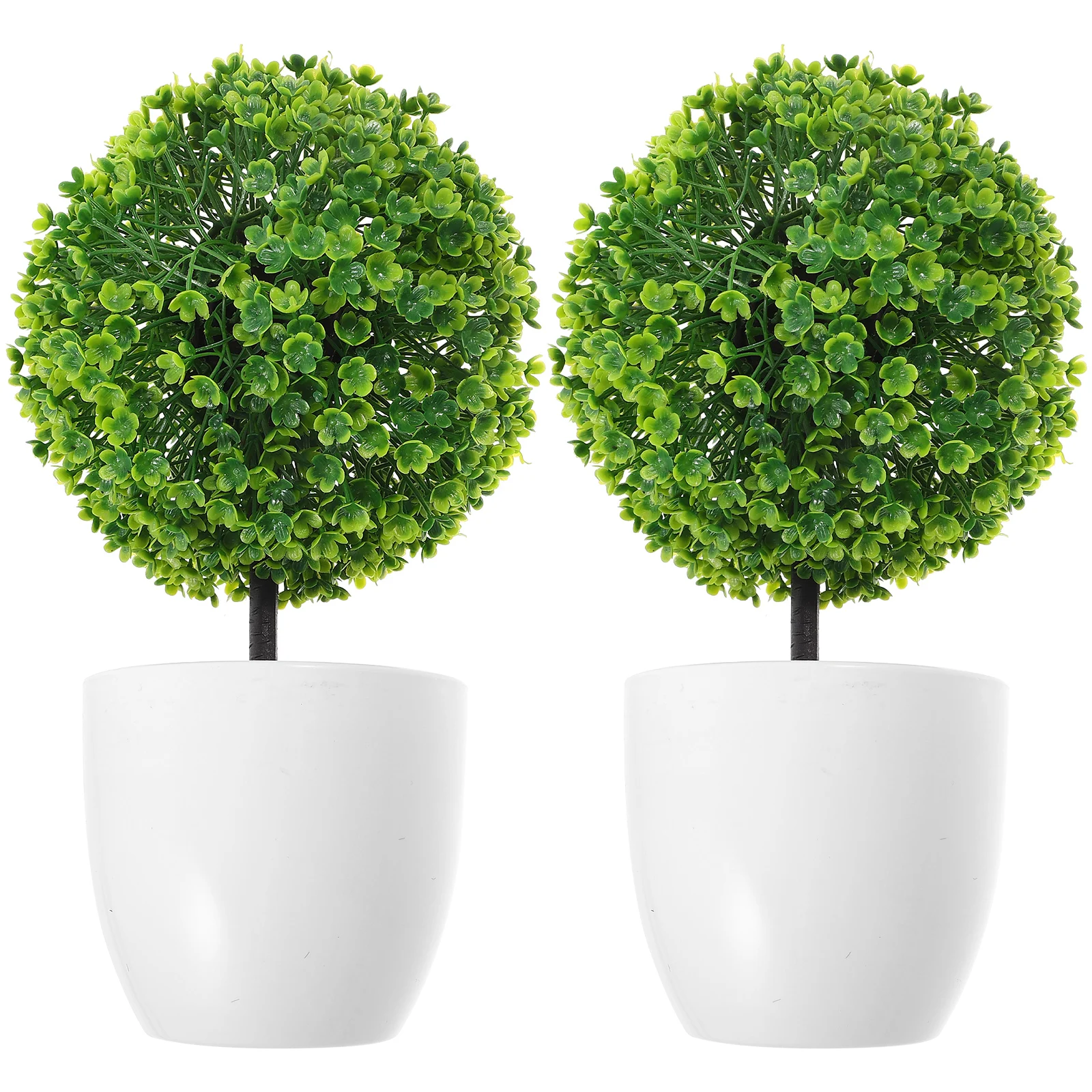 

2Pcs Artificial Plants Ball Simulated Green Plastic Flower Ball Decorative Bonsai Miniature Potted House Accessories Decor