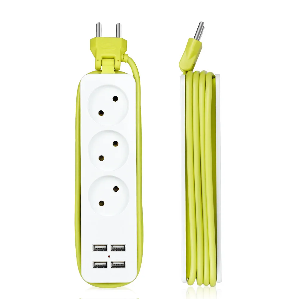 VISWE EU standard power strip plug with 4usb Type C port 5v 3.1a Russian socket support 2A fast charg