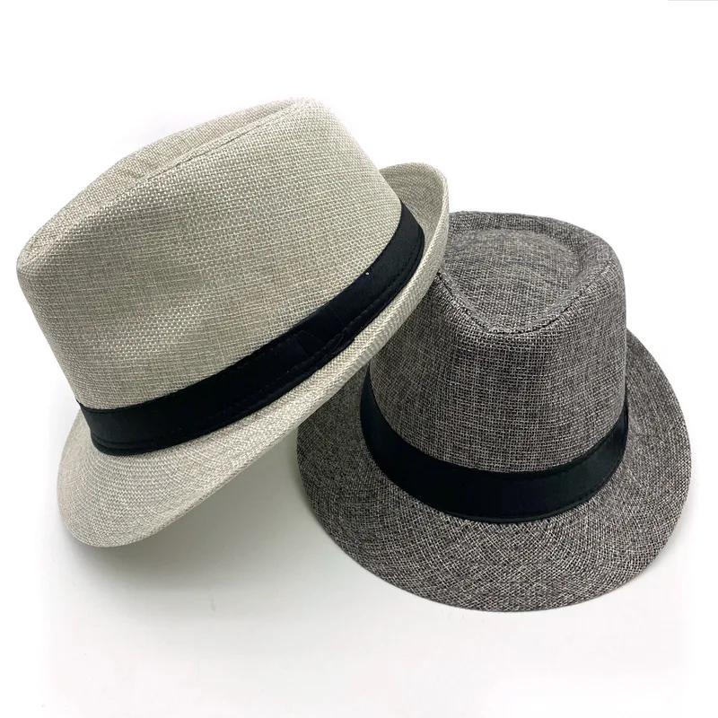 Men's Outdoor Sun Shading Imitation Linen Curled Edge Small Top Caps Women's Fashionable Tidal Current Versatile Retro Hats