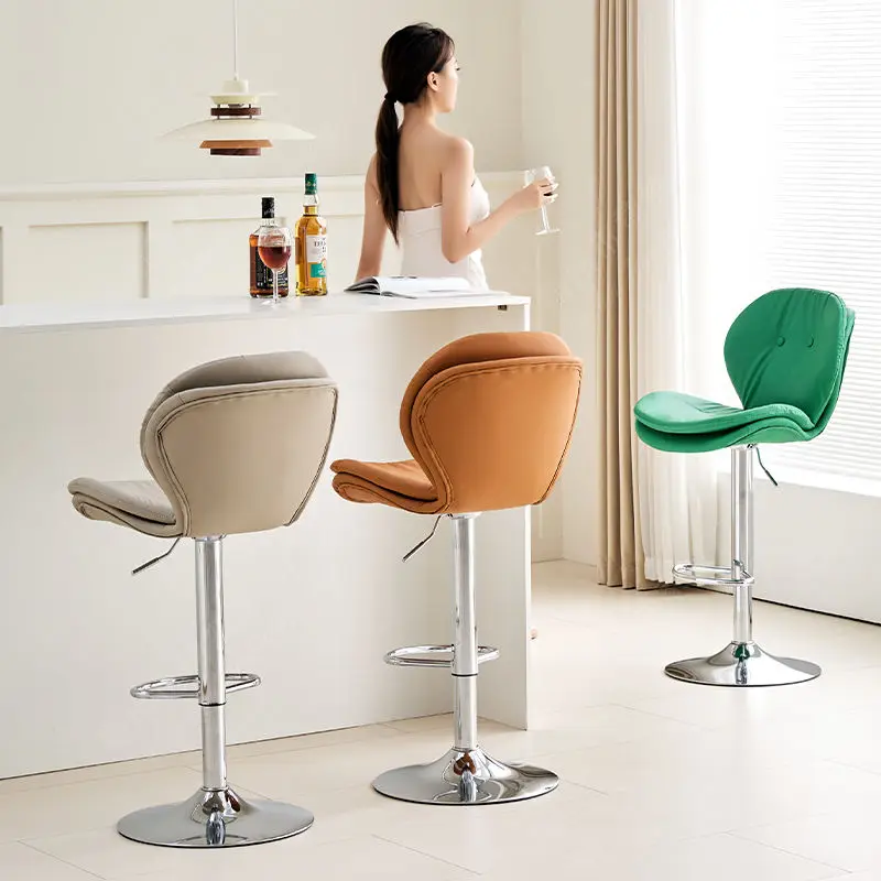 Nordic Waist Protection Comfortable Bar Chairs Lift Swivel Backrest High Stool Home Kitchen Island Chair Creative Bar Chairs view 3