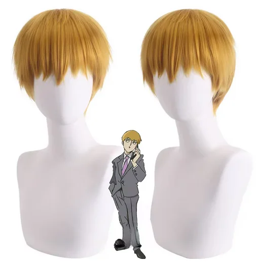 

Anime Mob Psycho 100 Arataka Reigen Cosplay Wig Short Heat Resistant Synthetic Hair Halloween Party Role Play Wigs