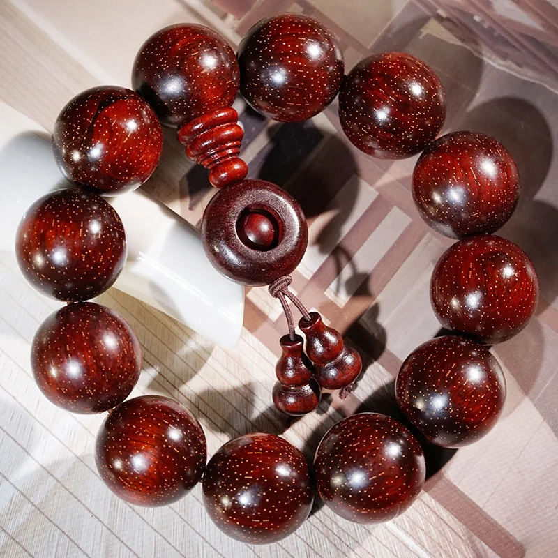 Rhino horn rosewood with inclusions and golden thread, Buddhist , wooden prayer beads, unisex couple's hand b