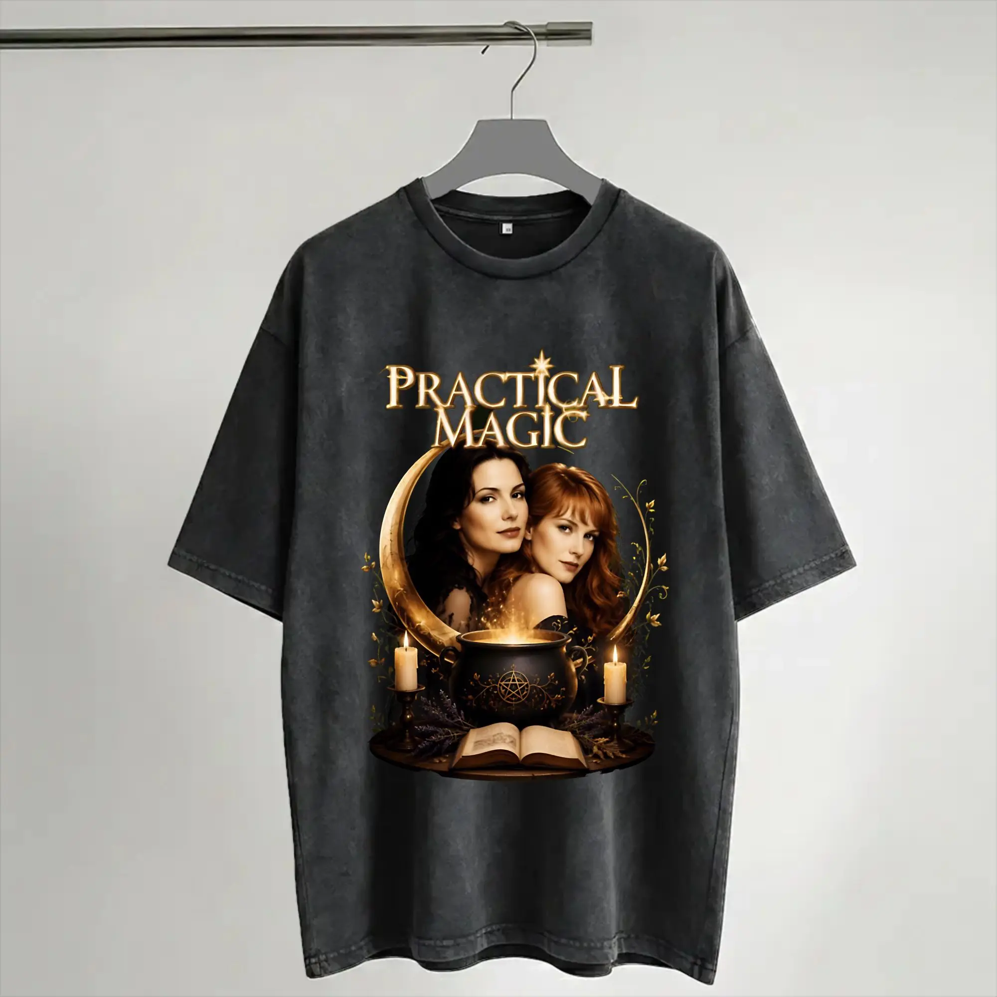 Practical Magic Witchcraft Spellcasting Merch Washed T Shirt for Men Women Streetwear Hip Hop T-Shirt Printed  Tees Short Sleeve
