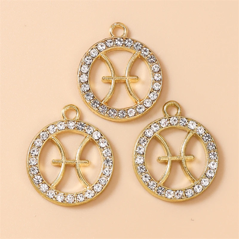 20pcs Cute Crystal Metal Constellations Charms for DIY