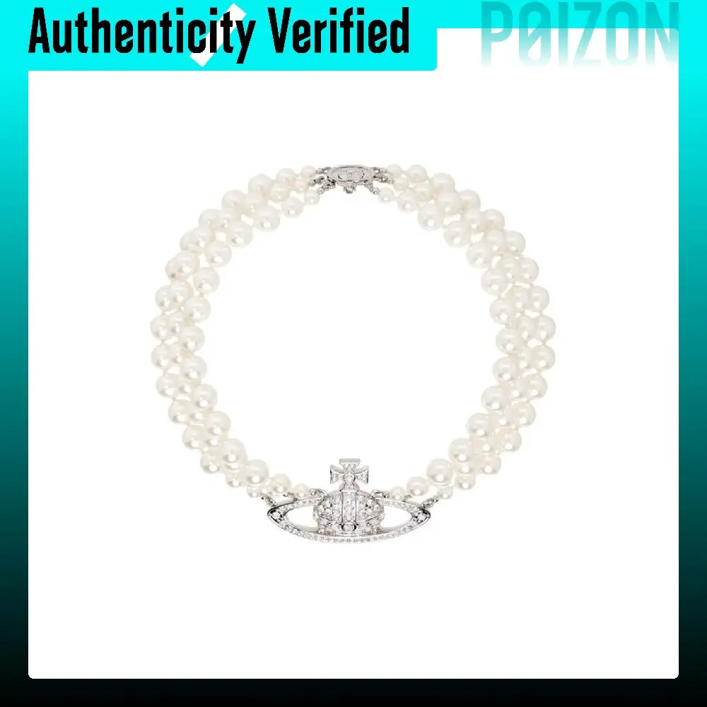 Vivienne Westwood Three Row Pearl Bas Relief Necklaces Women's 6303000702P127CN