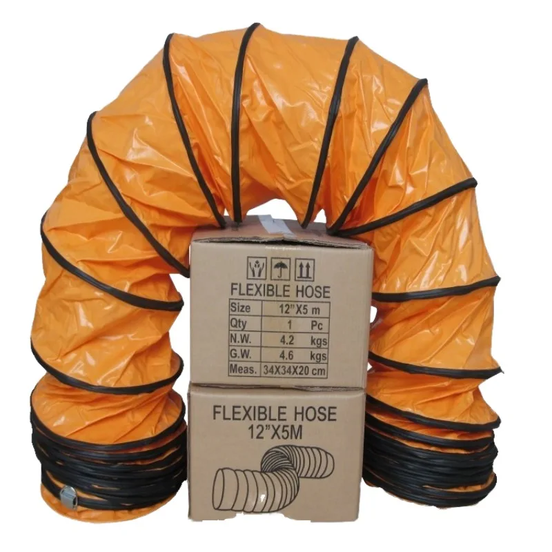 12-inch industrial design flexible ventilation duct, suitable for outdoor ventilation fans, warehouses, basements, 5 meters long