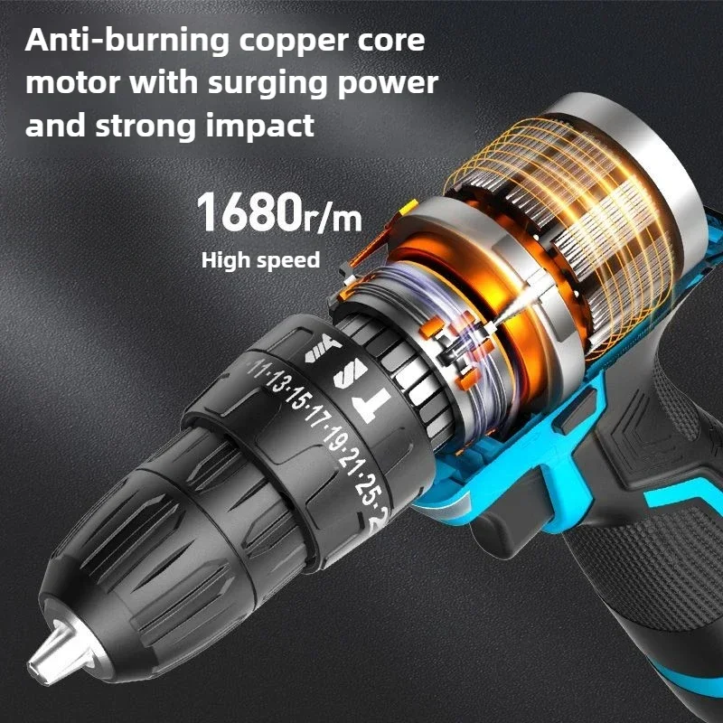 Brushless Electric Drill Tapping Cordless Impact Drill Metal Ratchet Chuck Electric Hand Drill Household Electric Screwdriver