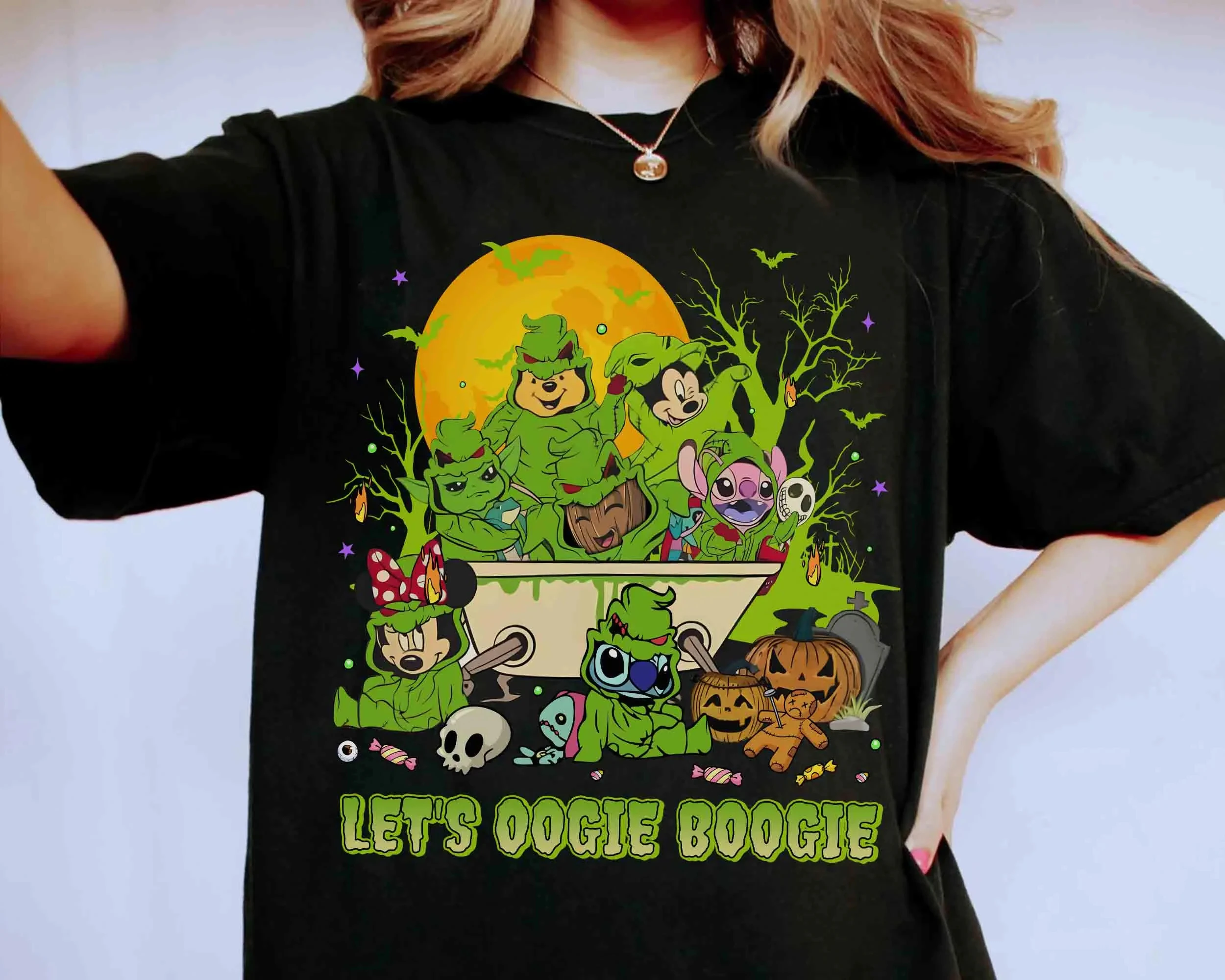 قميص ميكي ميني ستيتش أنجل دعونا Oogie Boogie للهالوين كابوس ديزني قبل عيد الميلاد