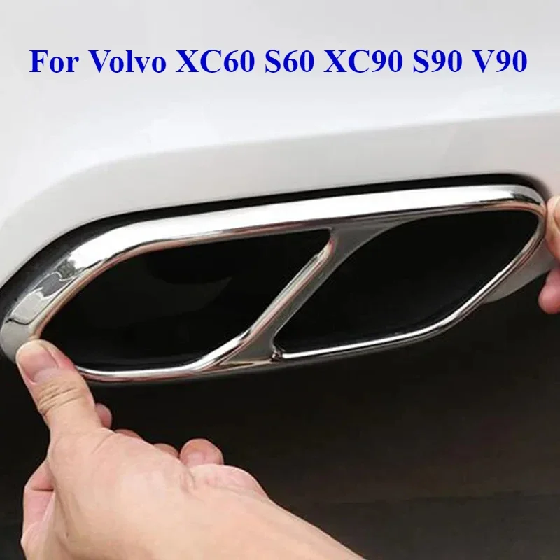 

For Volvo XC60 S60 XC90 S90 V90 Stainless Steel Car Tail Muffler Exhaust Pipe Output Cover Decorative Cover Car Accessories