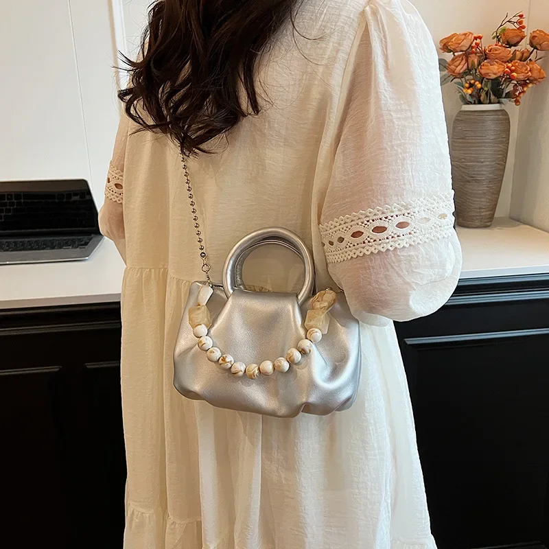 2024 New! Luxury - Style Women's Small - Design Handbag, Pleated Chain - Strap Cloud Bag, High - End Feeling