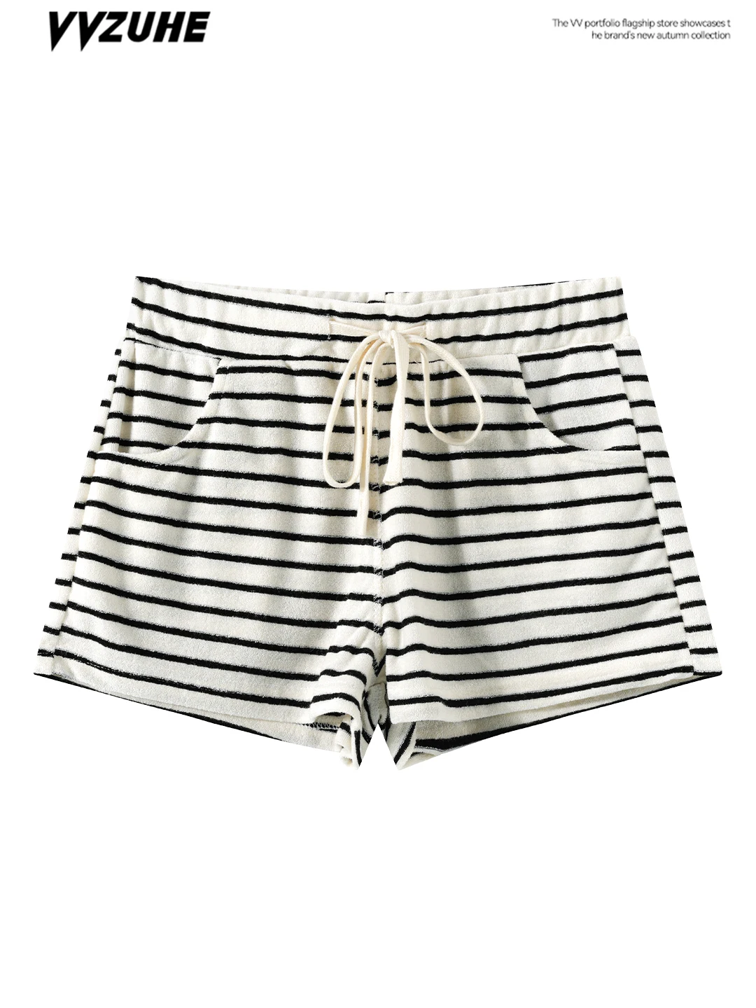 High Waist Straight Leg Short Pants Women's Base Layer Pants Outwear Striped Pattern Slimming Effect Korean Style Student Fas...