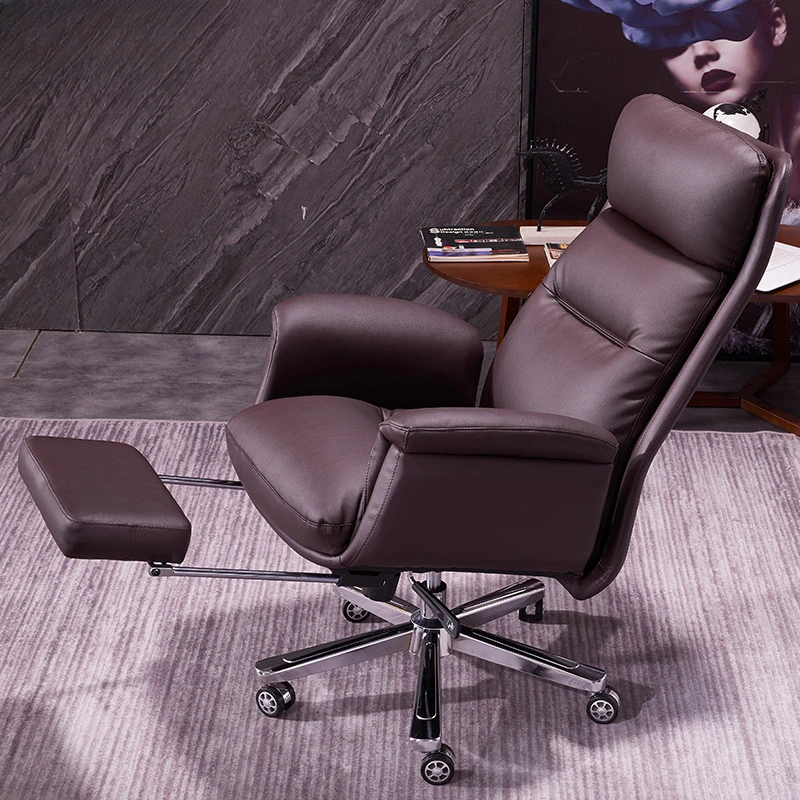 NEW 2Wooden boss chair, genuine leather for business and simple household use, can be used for sleeping, computer chair