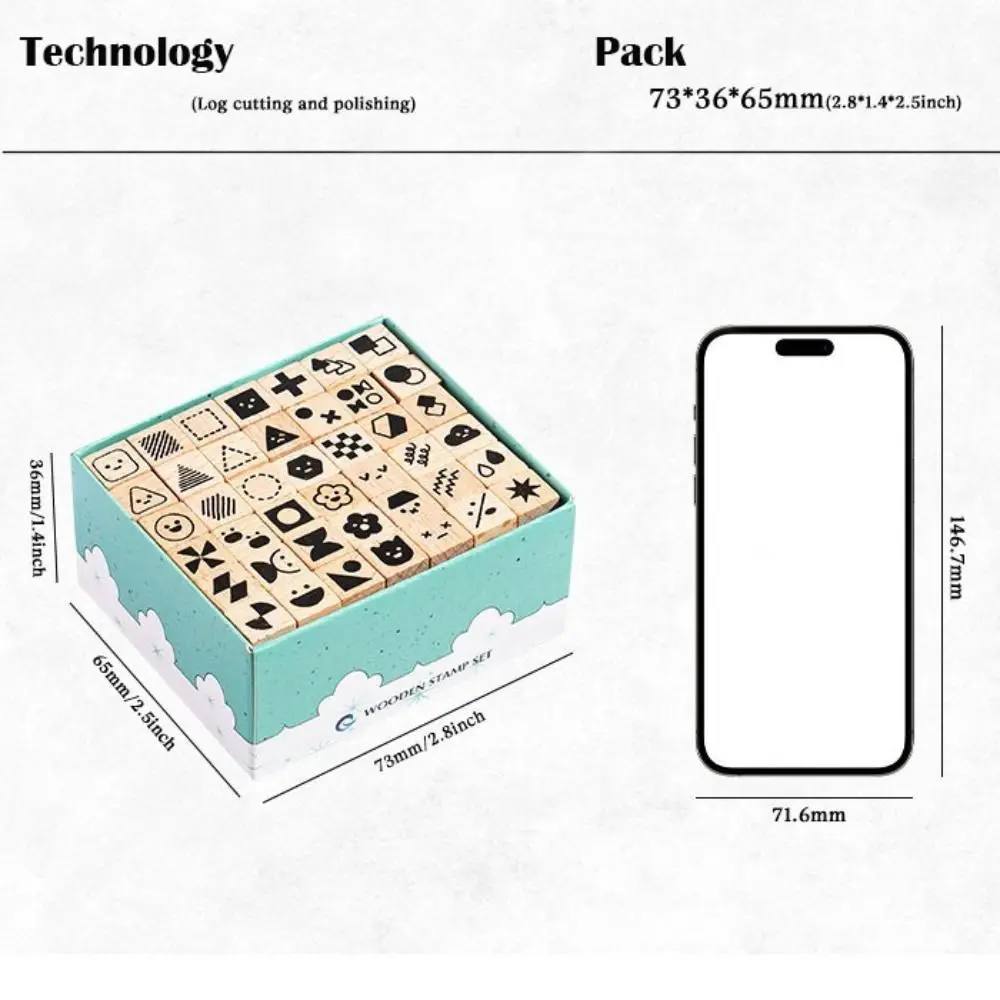 42 قطعة/المجموعة المحمولة أرقام ختم صغيرة الأختام واضح نحت متعددة الأغراض أرقام هندسية الأختام التعبيرات الخشبية الأختام