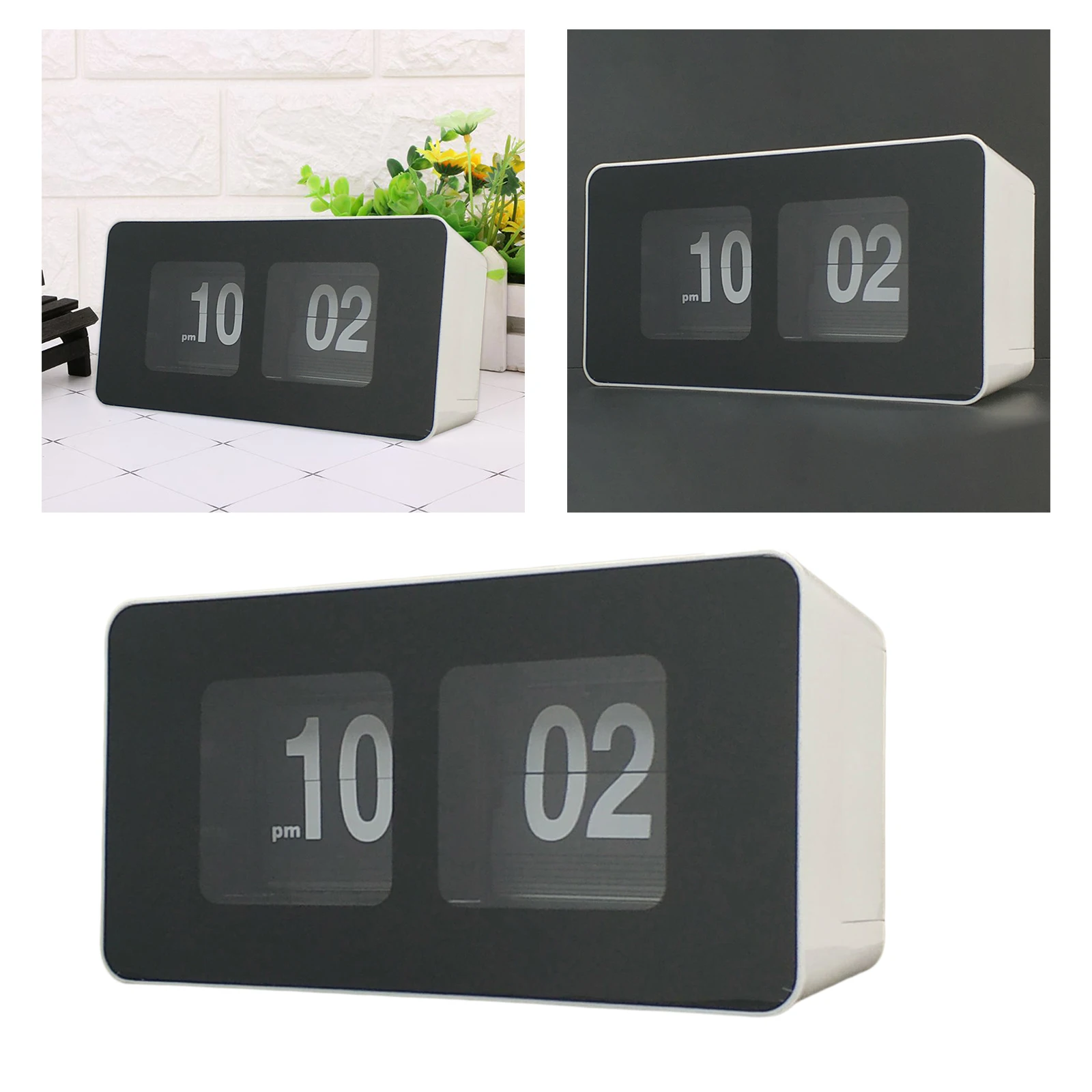 Automatic Flip Clock Battery Operated Desk Clock Table File Down Wall Clock Non Ticking Silent Sweep for