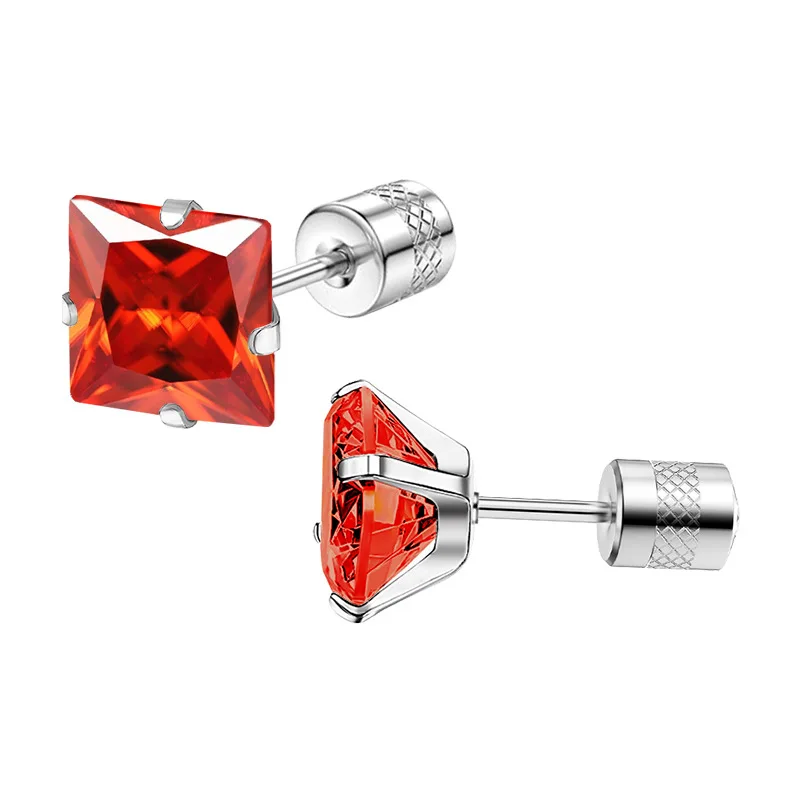 3-8mm Schwarz-Weiße Quadratische Zirkon-Ohrstecker aus Edelstahl mit IP-Beschichtung, kein Verblassen, antiallergisch – Detail 6