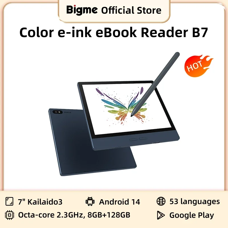 Bigme B7 Ebook Reader, 7'' E-ink Ereader, 300PPI, 8+128GB, Android