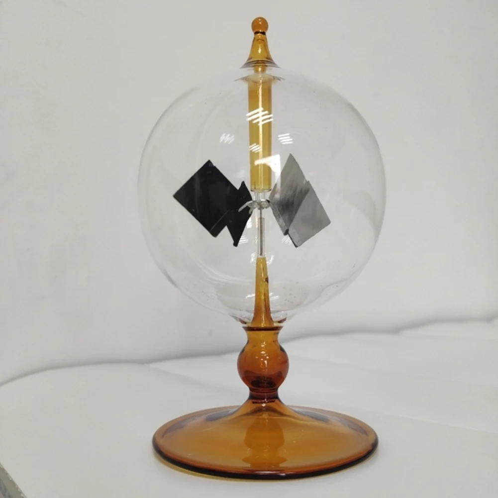 New 4 Blades Rotating Glass Windmill Solar Powered Crookes Radiometer Light Mill/Educational Teaching Study Tool B