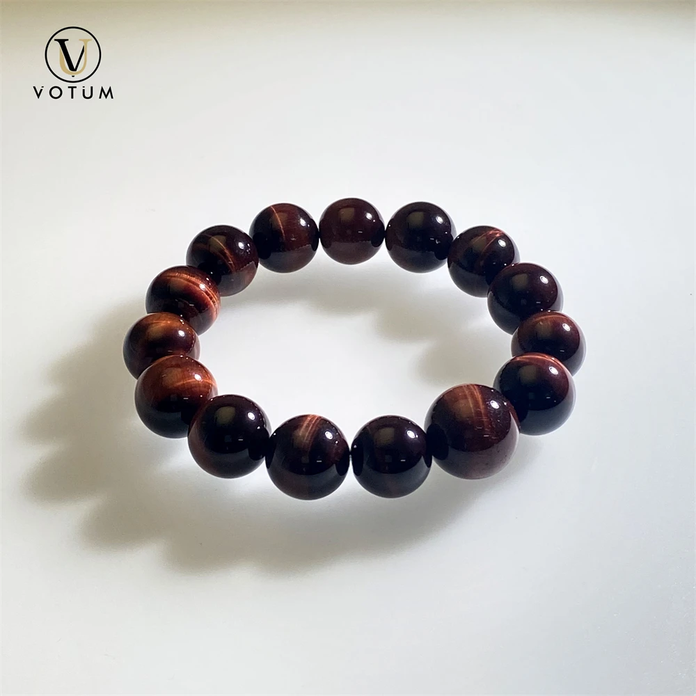 Votum 12m Natural Red Tiger Eye Bracelet for Men Women ReikiHealing Crystal Energy Stone Luck Protection Bracelet Jewelry Gift
