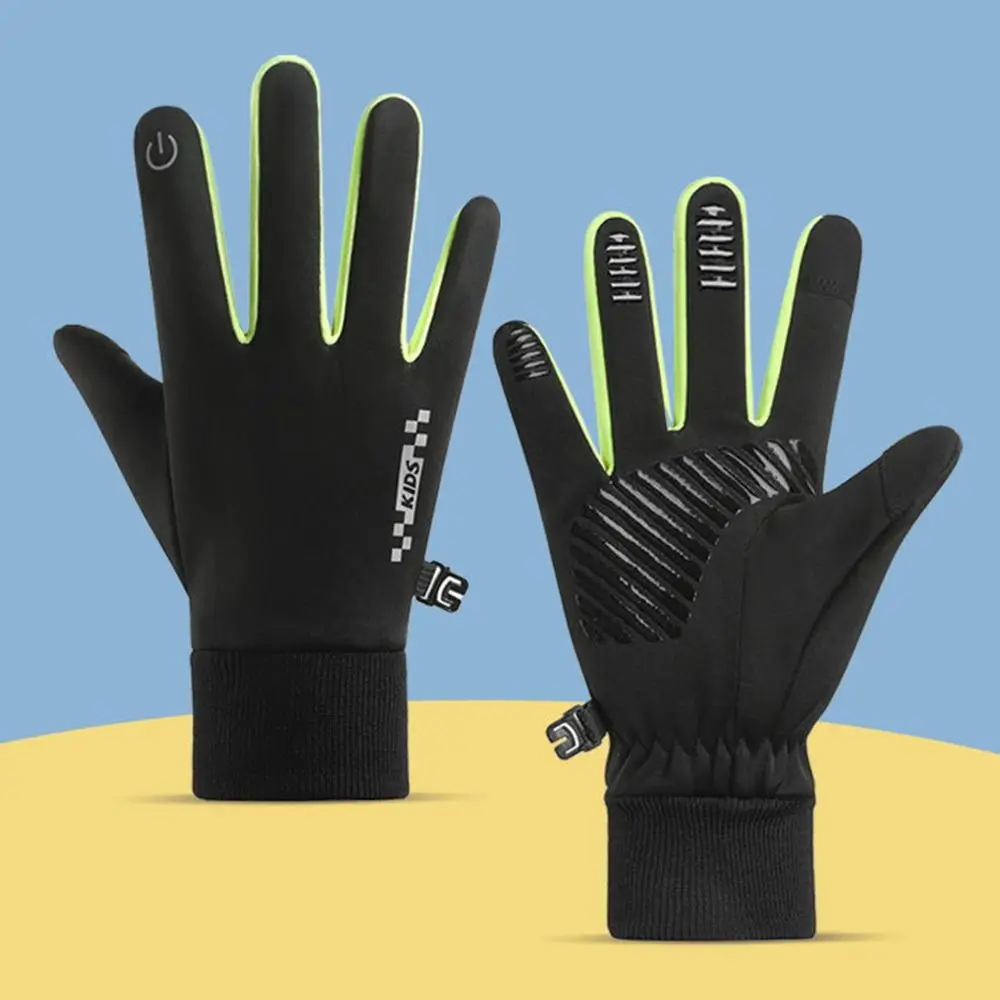 

Non-slip Winter Gloves Touch Screen Full-finger Cycling Riding Mittens Warm Plus Velvet Children Bicycle Gloves for Boys Girls