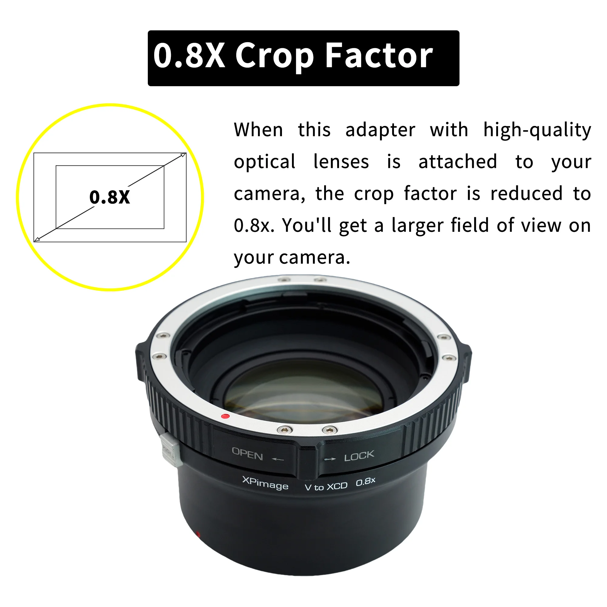 XPIMAGE Speed Booster 0.8X Optical Focal Reducer Adapter Compatible with Hasselblad V Lenses for XCD Cameras X1D X2D 907X