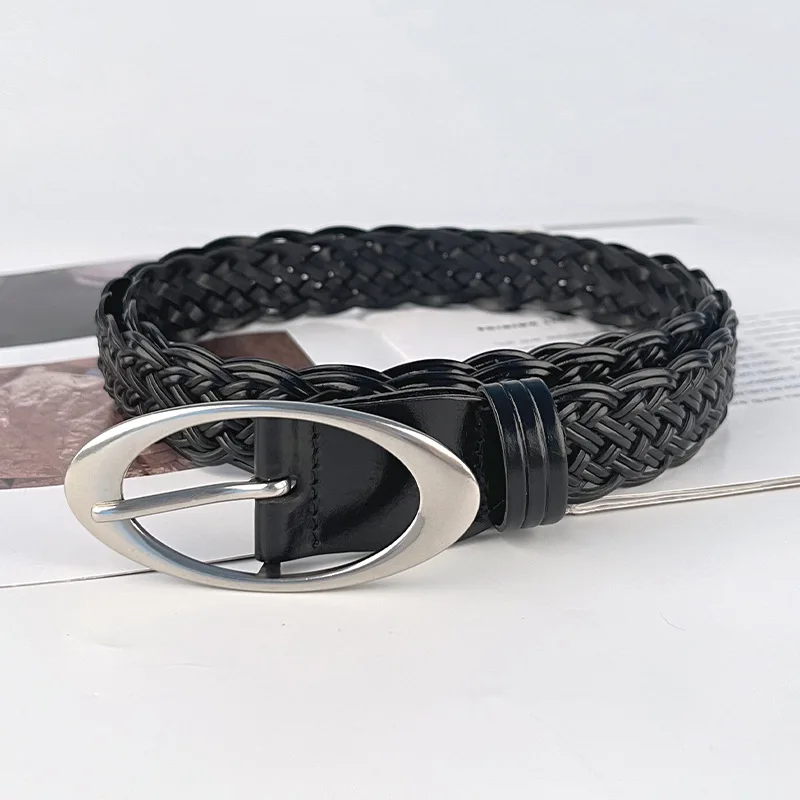 

Hand-woven women's belt retro with jeans casual pants short skirt punch-free women's pin buckle belt