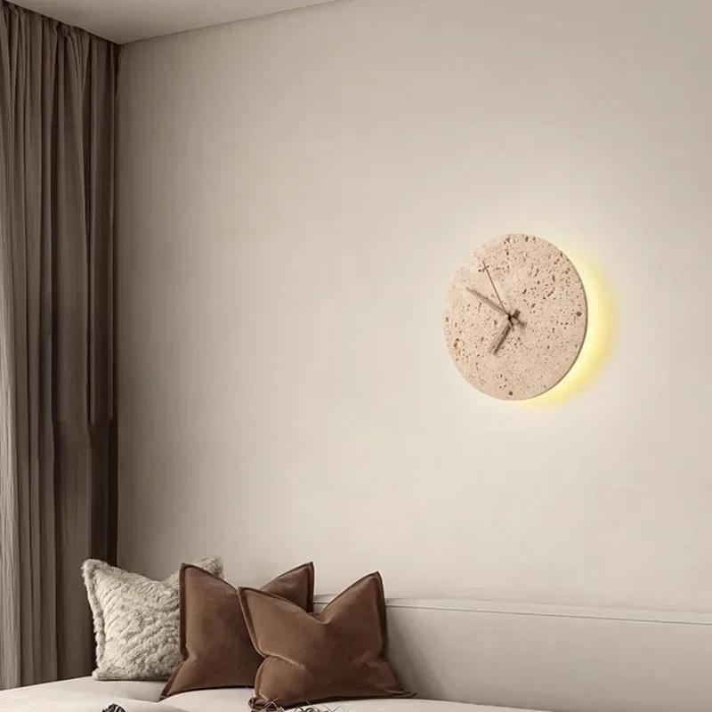 

2025 Creative Cave Stone Clock Wall Lamp Bedroom Living Room Background Wall Atmosphere Light Staircase Entrance Hotel Decor Lig