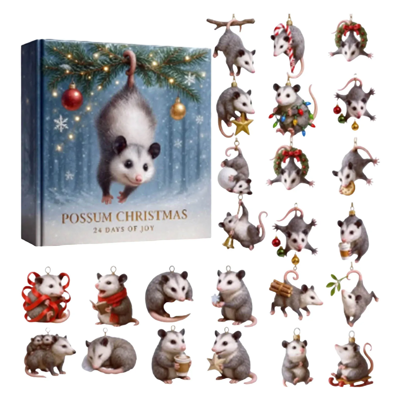 Lumières de fenêtre de Noël à piles avec minuterie Calendrier de vacances 2025 contenant 24 pendentifs en acrylique Chronomètre avec minuterie