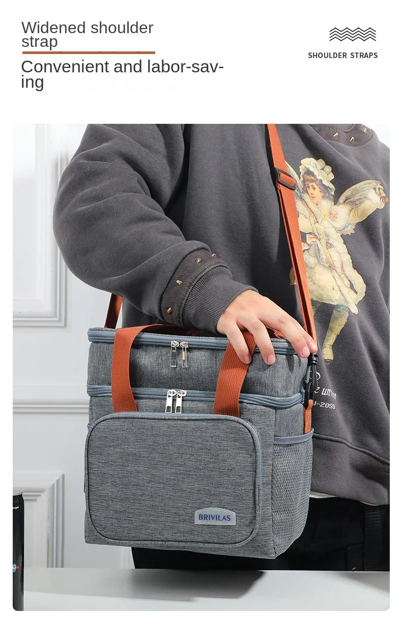 Tragbare Lunchtaschen mit doppelter Schicht, Lebensmittelbox, robuste Camping-Rucksäcke aus Oxford-Gewebe, Kühlbox, große Kapazität, ideal für Picknicks, langlebig, für Grillabende im Freien. – Detail 14