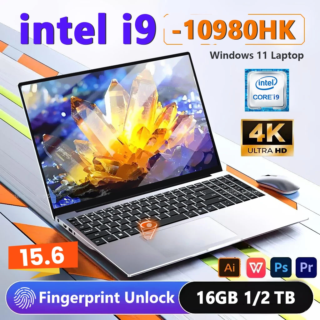 15.6" Laptop Computer Intel Core I9-10980HK 32GB RAM 2TB SSD Windows 11 Home Gaming Office Business Computer High Performance