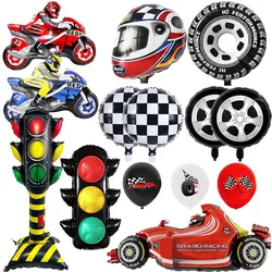 Racing Car Party Balloon Decoration Wheel Tire Foil Balloon Race Car Motorcycle Helmet Balloon Racing Car Birthday Decoration
