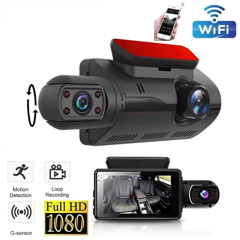 1,5-Zoll-Dual-Lins-Dash-Cam Auto Black Box HD 1080p-Videorecorder mit WLAN, Nachtsicht, Loop-Aufnahme, DVR-Auto kamera