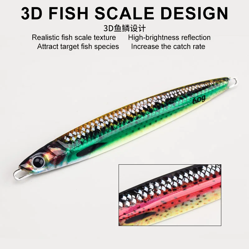 TEASER J161 3D 60G - 200G Simulated Metal Jig Lure, Long‑casting Slow‑fall Bait for Boat, Shore & Saltwater Fishing view 4