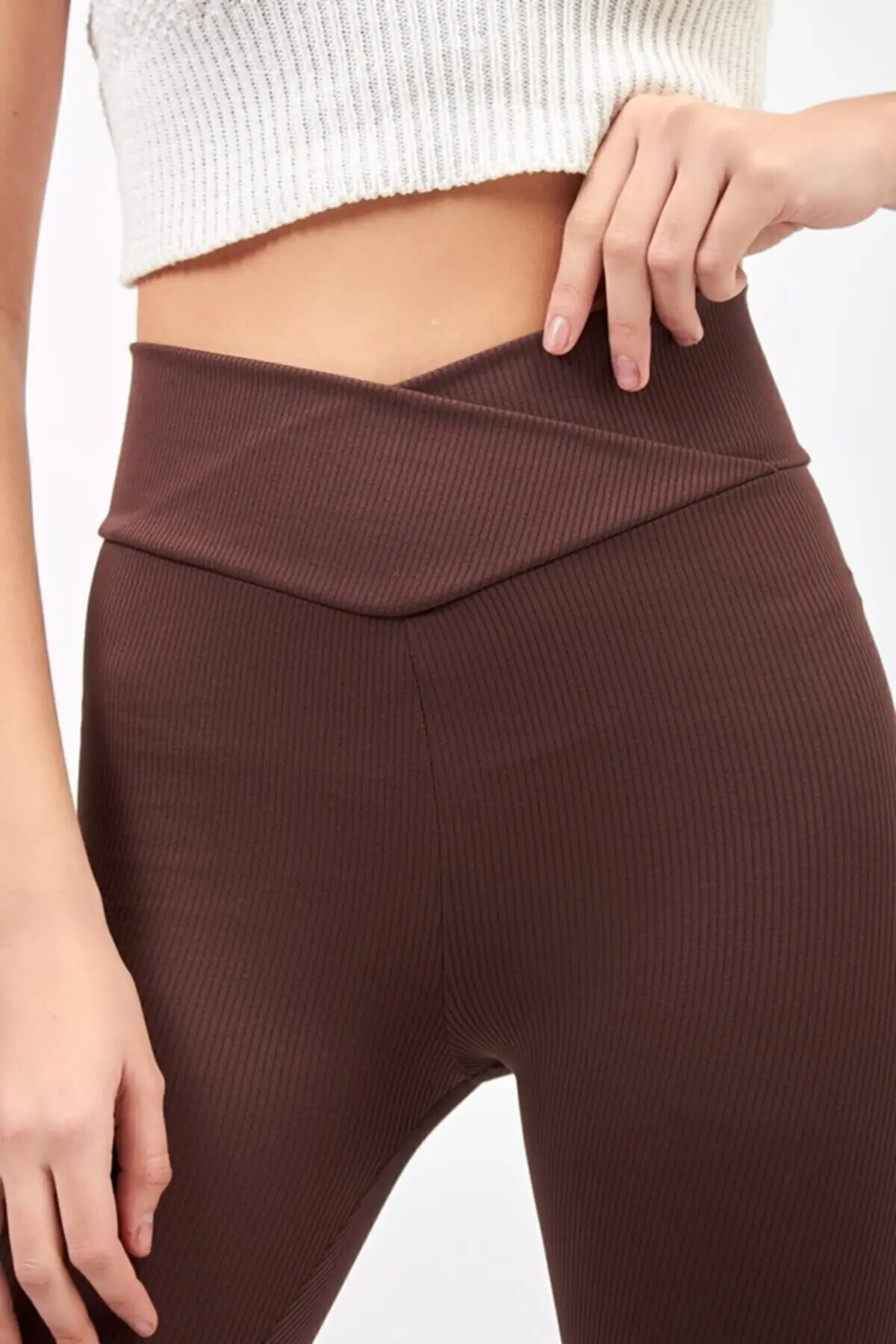 Brown High Belt in the Waist Cross Wicking Sports Leggings