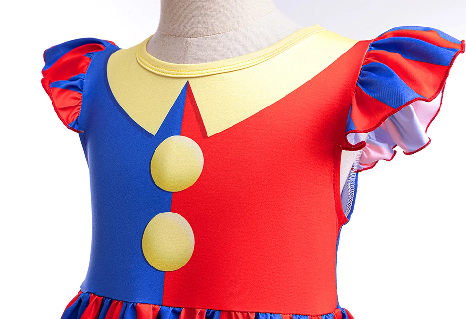 Erstaunliches Zirkus-Cosplay Pomni-Kostüm Mädchen-Clown Bühnenkostüm Kinder Karneval Halloween Party Kleid Geburtstagsgeschenk – Detail 6