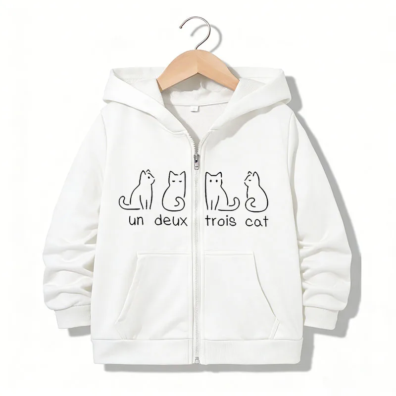 Kapuzenpullover mit Reißverschluss, lustig, lässig, japanischer Stil, Katzen-Buchstaben-Hoodies, Jacken, Jungen, Mädchen, niedliches Sweatshirt mit Reißverschluss, Frühlings- und Herbst-Hoodies