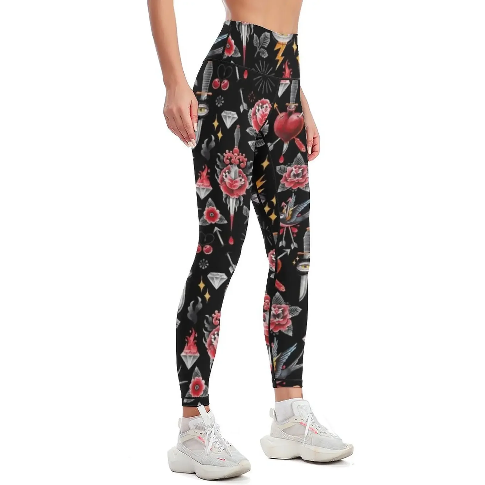 Old School Tattoo Flash Leggings sportswear for gym legging pants raises butt Sweatpants sports for push up Womens Leggings