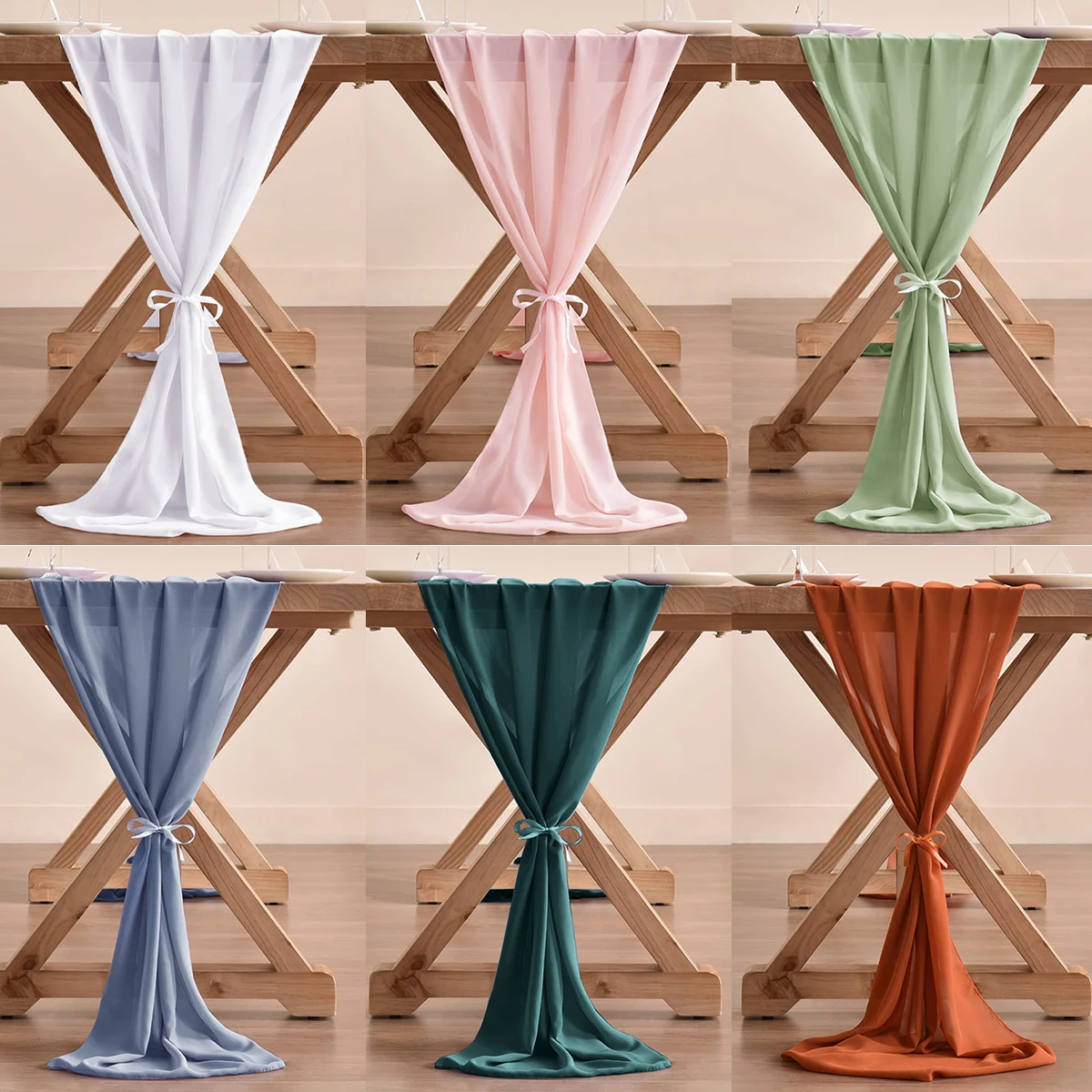 30cmx300cm Chiffon Table Runner Romantic Boho Table Runner for Wedding Birthday Party Bridal Valentine's Day Table Decoration