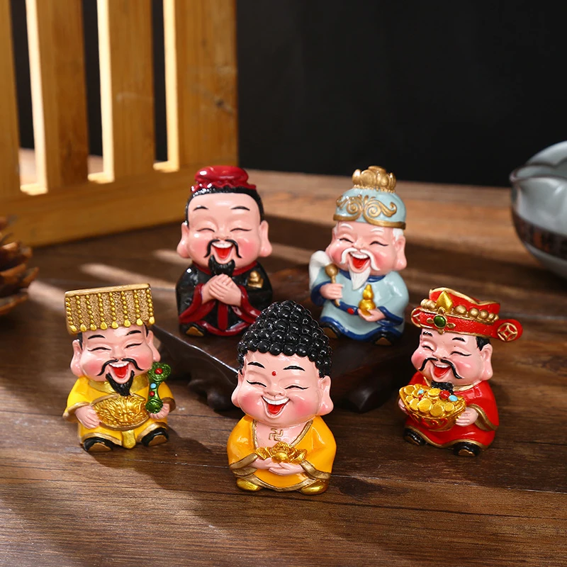 Resin God of Wealth Mascot Ornaments Home/Room/Car Decoration Feng Shui Fortune God Statue Office Accessories Crafts view 2