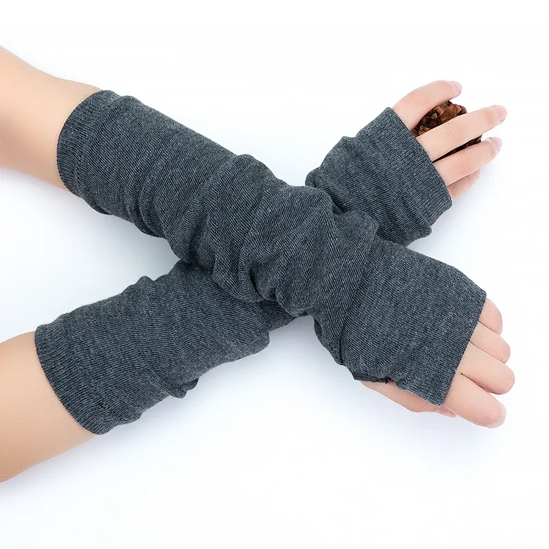 Black Punk Long Fingerless Gloves Cuff Women Men Ninja Sport Outdoor Hip-hop GlovesElbow Mittens Cool Stretch Winter Arm Warmer