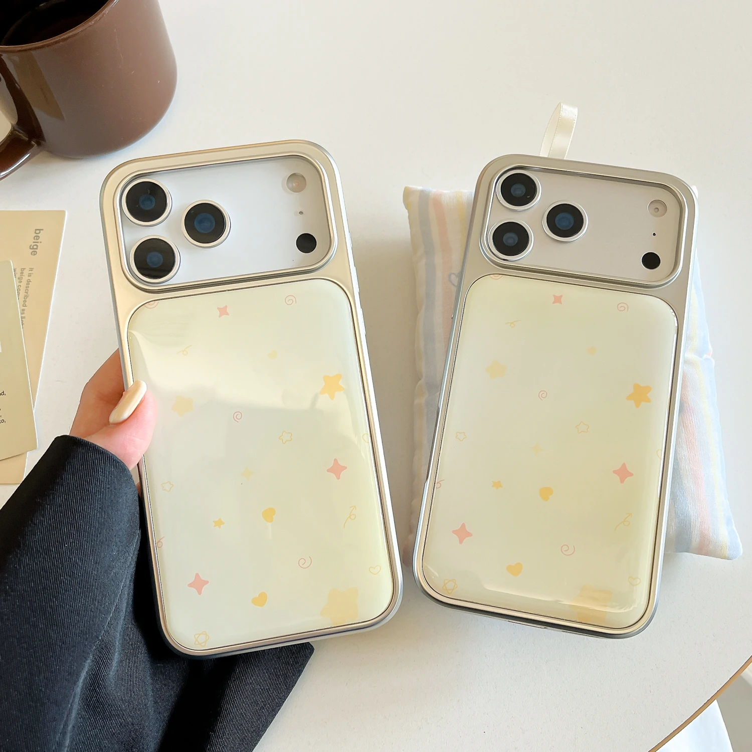 

Back Cover For IPhone 13 14 15 16 Pro Max 17 Pro Case Star Love Leaf Drop Rubber Silver Tpu Bumper Shockproof Phone Case