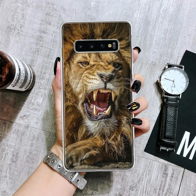 Lion Alpha Male Cub Soft Phone Case for Samsung Galaxy S24 S23 S22 S21 Ultra S20 FE S10 Plus S10E S9 S8 + Fundas Cover Capa