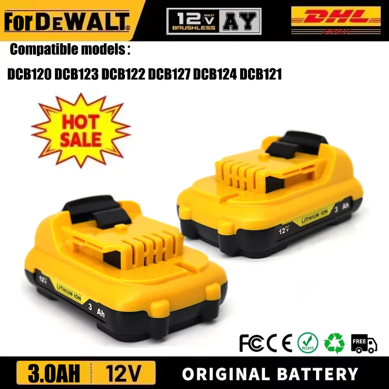 

Aleaivy Replacement for Dewalt 10.8V 12V 3Ah DCB120 Lithium-ion Battery, DCB123 DCB125 DCB124 DCB122 DCD710 Power Tools Battery