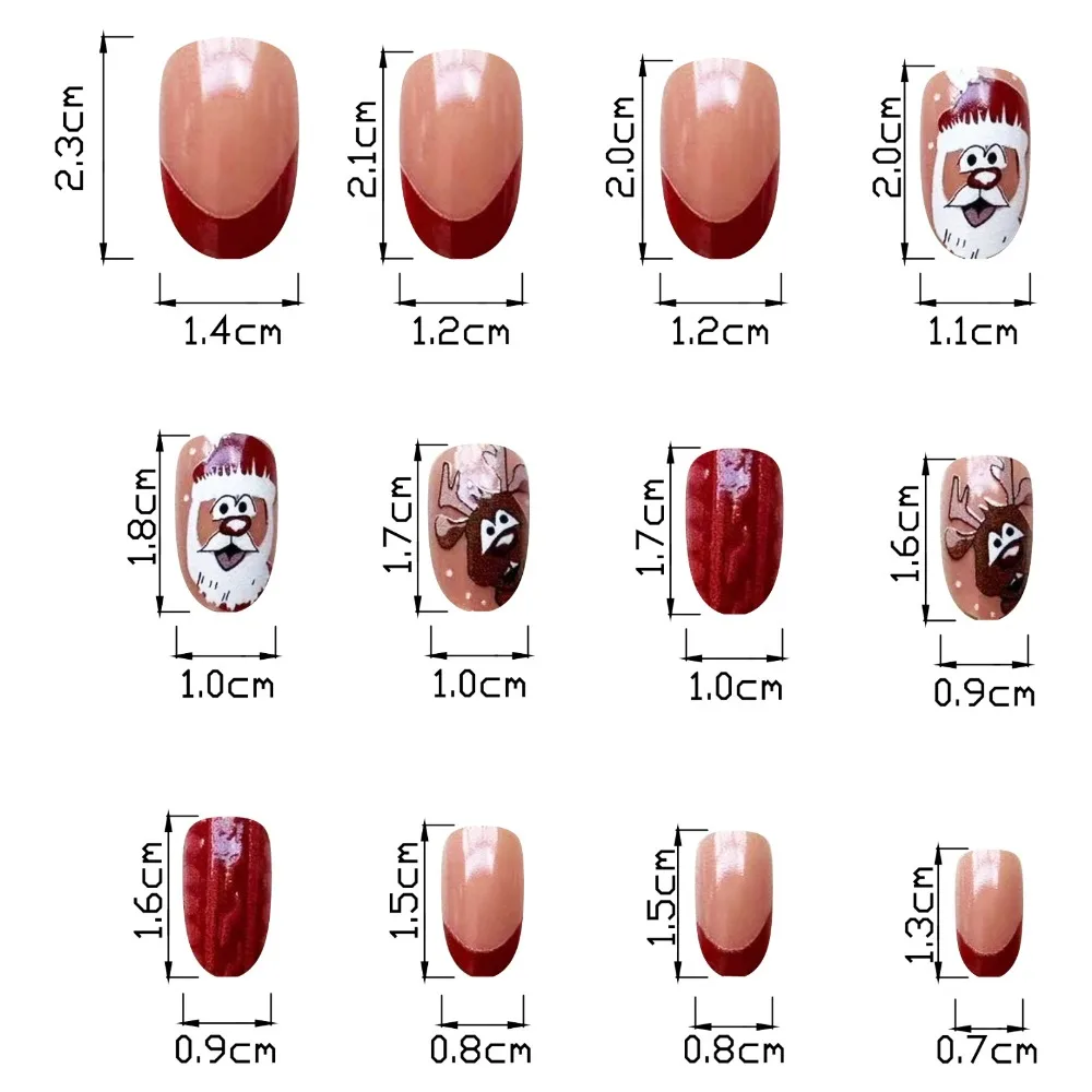 取り外し可能なクリスマスフレンチ偽爪アーモンドフルカバープレス爪ウェアラブルマニキュア偽爪女性