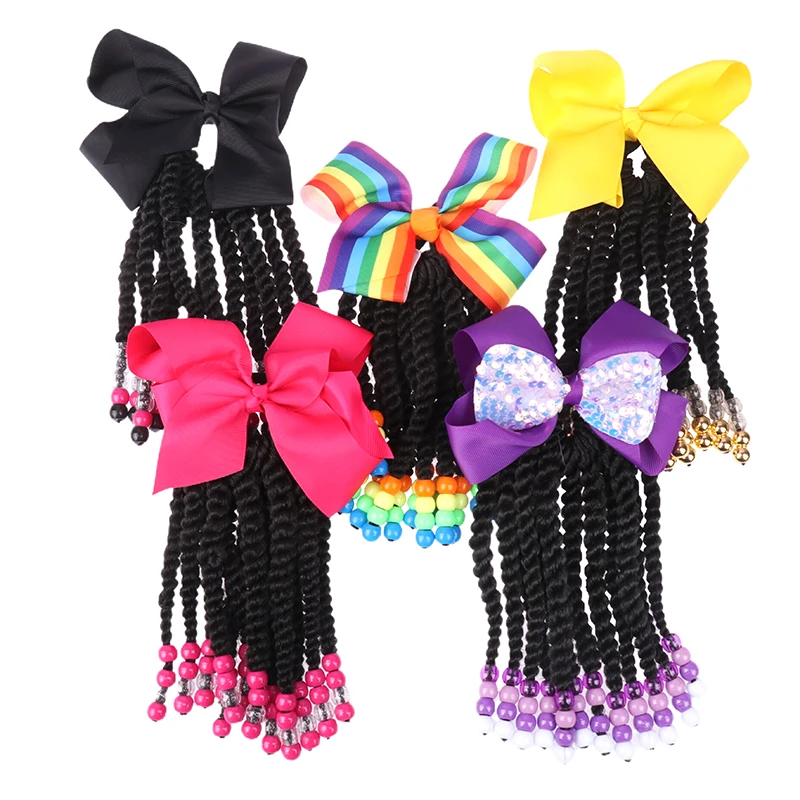 Braided Hair Extensions Synthetic Ponytail Braids Wigs DIY Women Womens Beaded Wigs Bows Children\'S Hair Extensions