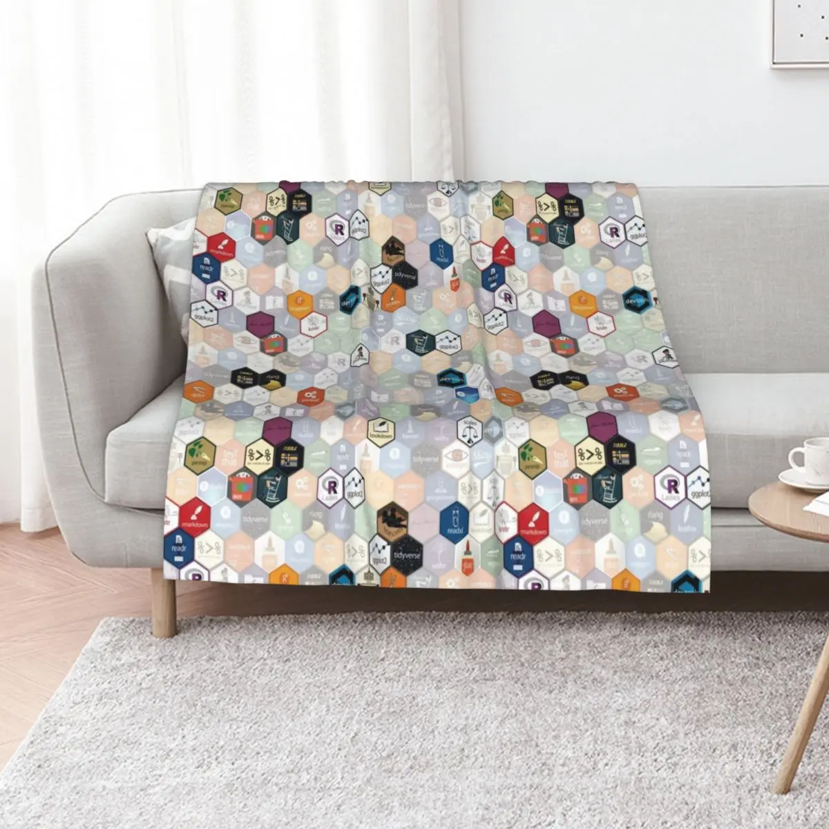 R hex fabric (small hexes) Throw Blanket Luxury Brand Multi-Purpose Luxury St Single Softest Nap Blankets