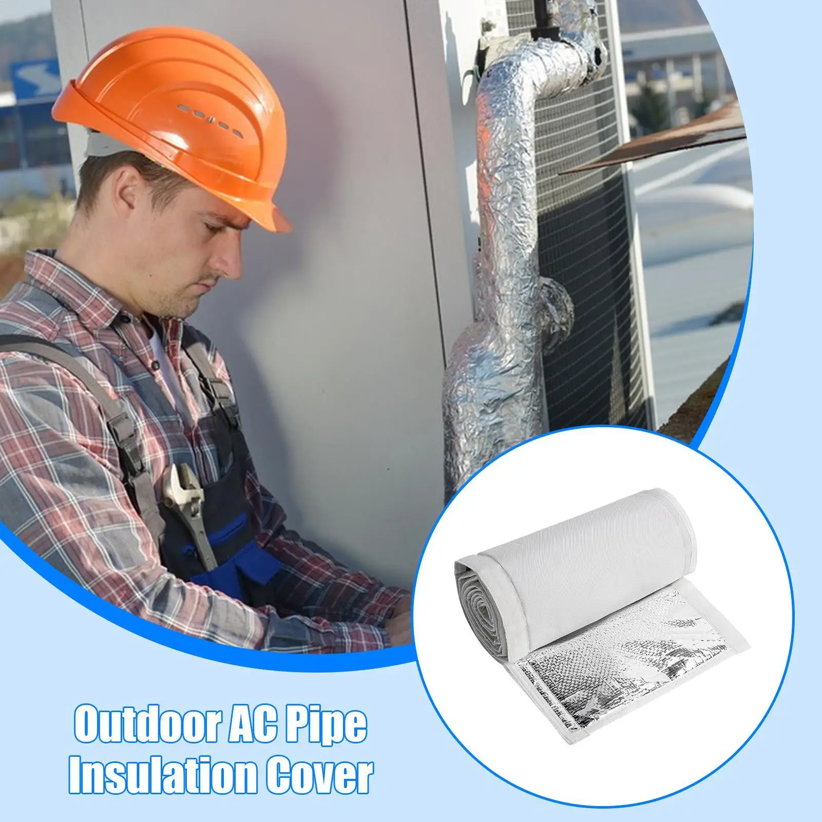 

HVAC Duct Insulation Wrap 72 X 10.2 Inch Pipe Covers For Outside 3 Layers UV-Protected Waterproof Sleeve For Split System