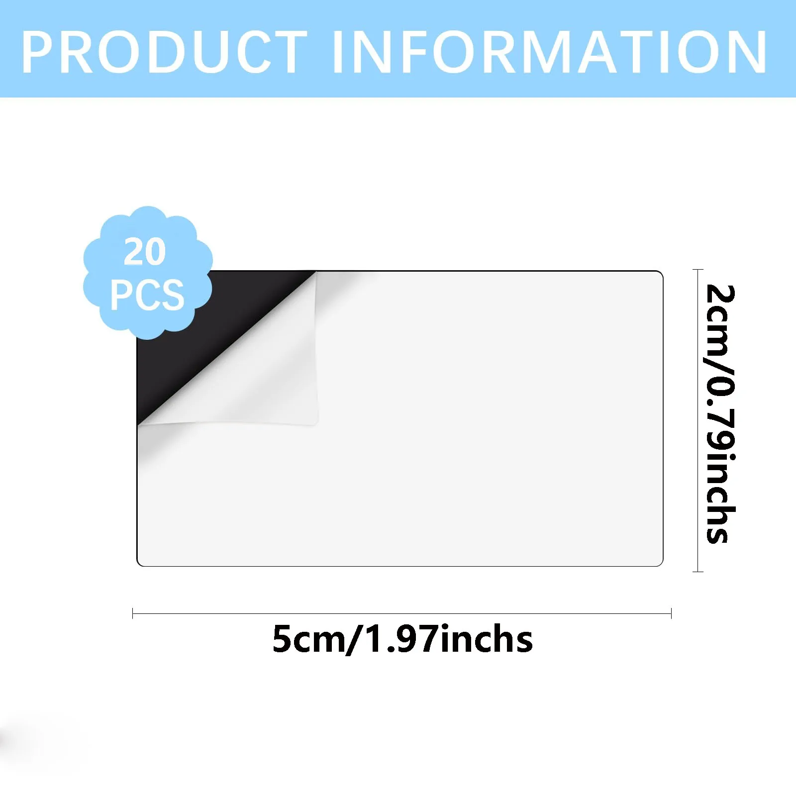 20pcs Rectangular Self-Adhesive Ultra-Thin Magnetic Strips, Residue-Free Removal, Suitable for Refrigerators, Walls, DIY Crafts