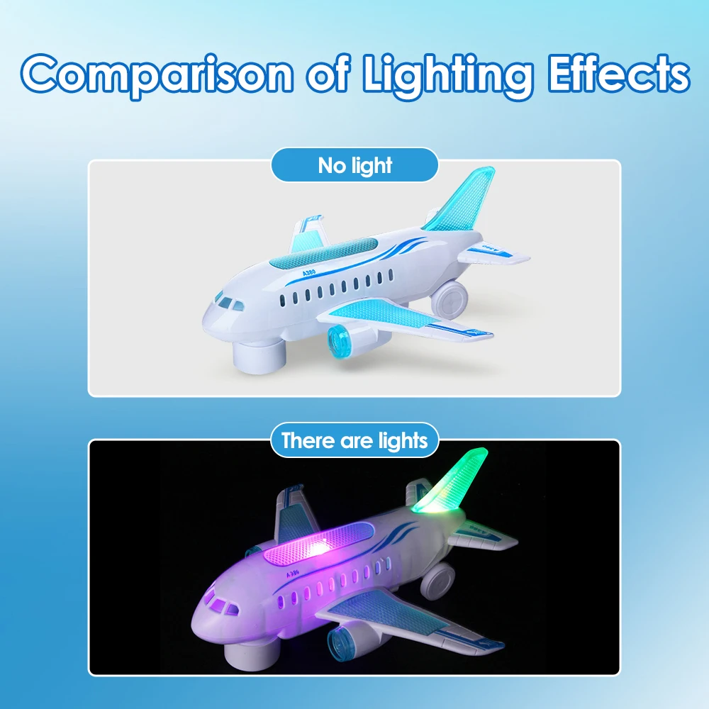 Kids Light Music Simulation Passenger Plane Toy Electric Airplane Model with Lights Sound and Music for Boys Birthday Gift