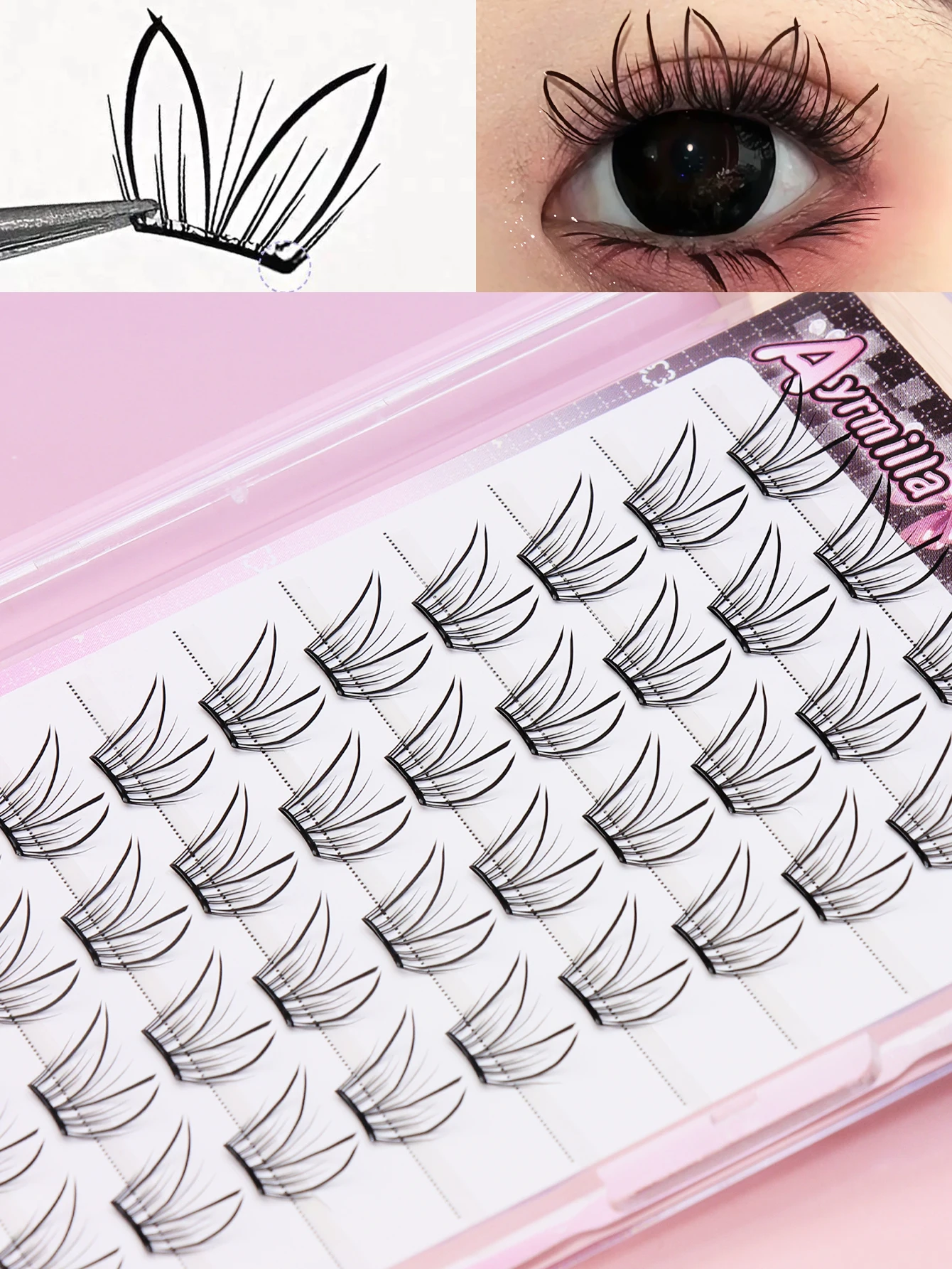 40 クラスタ猫耳グルーフリー DIY つけまつげ移植まつげクロスウェディングパーティークラブデイリーメイクアップツール