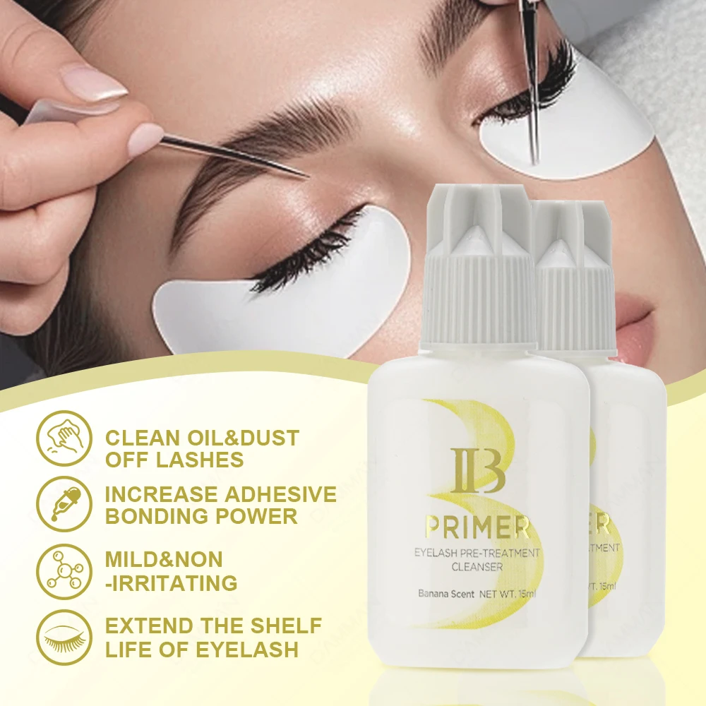 1 bottiglia 15ML IB Primer Colla per ciglia per estensioni delle ciglia Professionale IBeauty Banana Profumo Agente di fissaggio IB Primer Ciglia finte